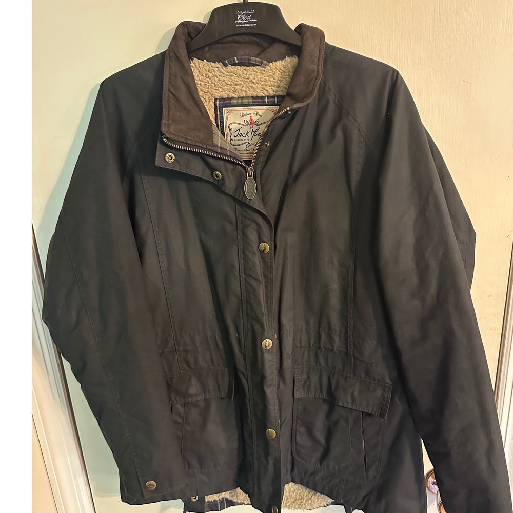 Jack Murphy Dublin 1922 Waxed Cotton Sherpa Lined Field Jacket Brown US 14